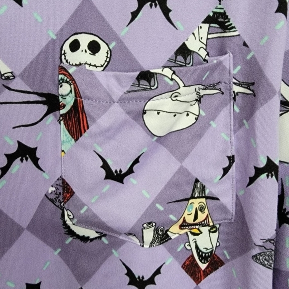 Ladiea 2 Piece Nightmarw Before Christmad Purple Pajama Set - Picture 5 of 7